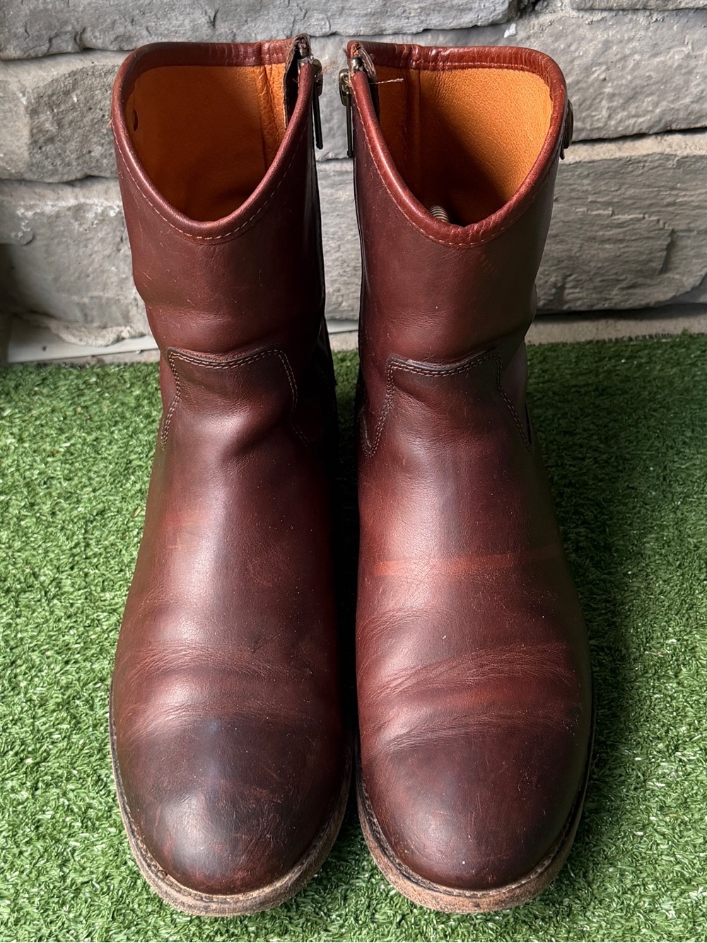 Frye Melissa Button Short Zip Brown Leather Women’s Boots - Picture 4 of 12